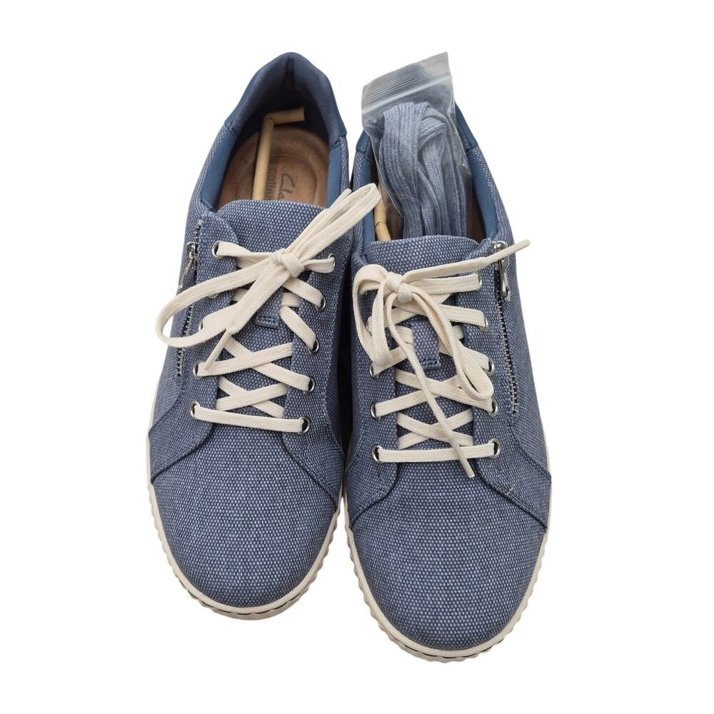 NEW clarks Women's Caroline Echo Side-Zip Canvas Sneakers SIZE 10 WIDE